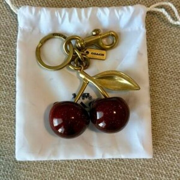 Coach Cherry Brass Cherry Bag Charm Keychain - Picture 2 of 4